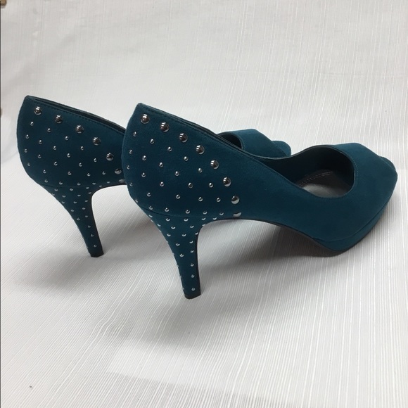 IMPO Exciting Peep Toe Teal Color Heels - Picture 4 of 8